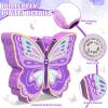 Pasimy 51 Pcs Butterfly Piata Set Butterfly Birthday Party Supplies Piata with Stick Blindfold Sticker Hairpin Ring Slap Bracelet Keychain Party Favors for Family Game Decoration(Purple) view 2