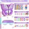 Pasimy 51 Pcs Butterfly Piata Set Butterfly Birthday Party Supplies Piata with Stick Blindfold Sticker Hairpin Ring Slap Bracelet Keychain Party Favors for Family Game Decoration(Purple) view 3