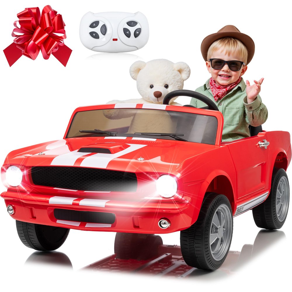 24V 2 Seater Ride on Toys, Licensed Shelby Cobra Kids Power Car Wheeler Ride On Toy w/ 2WD/4WD Switchable, Remote Control, 19" Spacious Seat, 4 Spring Suspension, Music, Bluetooth