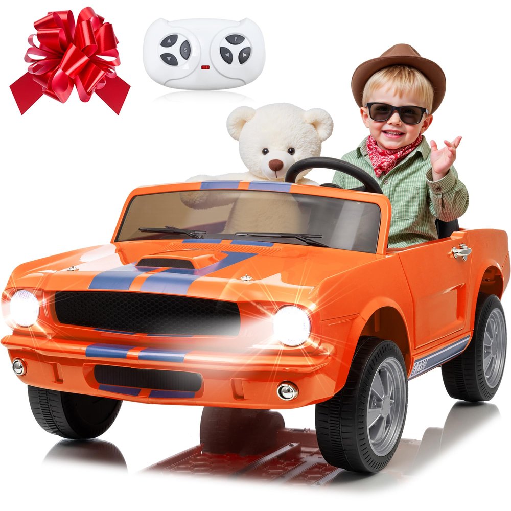 24V 2 Seater Ride on Toys, Licensed Shelby Cobra Kids Power Car Wheeler Ride On Toy w/ 2WD/4WD Switchable, Remote Control, 19" Spacious Seat, 4 Spring Suspension, Music, Bluetooth