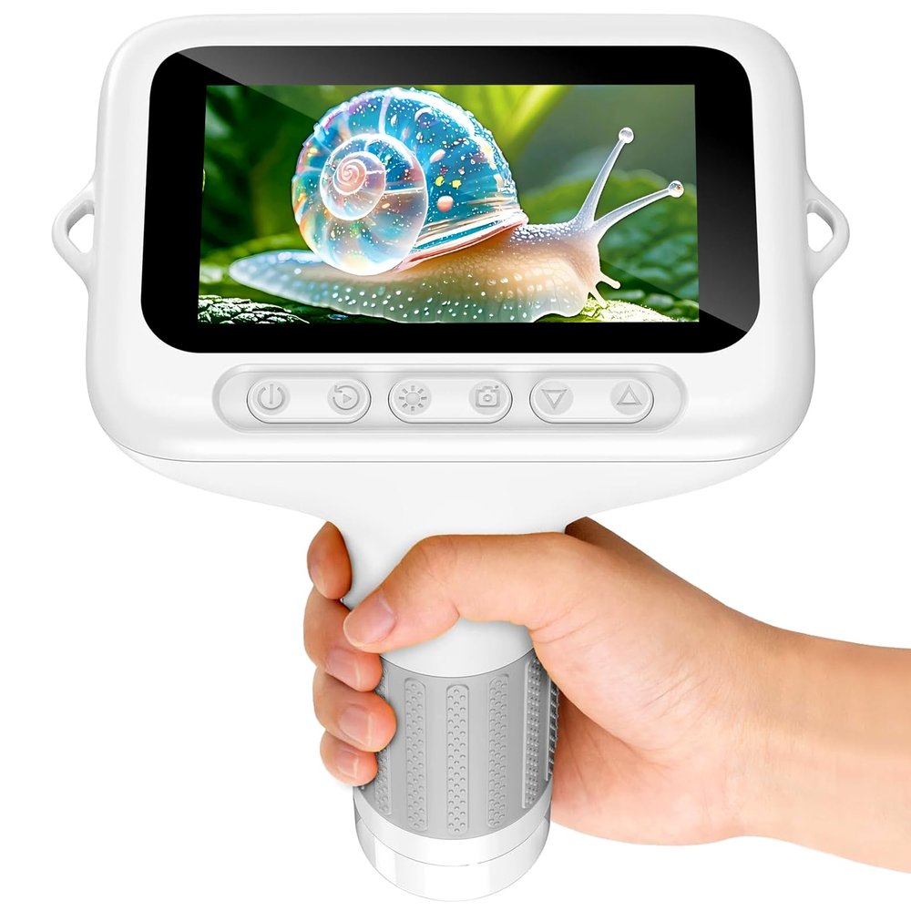 1000X Handheld Microscope for Kids, 3'' Digital Kids Microscope with Adjustable Light, Easter Pocket Portable Micro Scope, Stem Toys for Ages 5-7 8-12 Teen Boys and Girls Educational Gifts, White