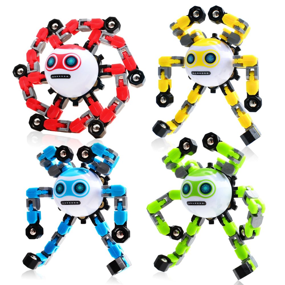 ASIOWELY 4 PCS Travel Toys Transformable Fidget Spinners Toys for Kids and Adults Sensory Toy for Boys Teens Stress Relief Autism ADHD Cool Road Trip Travel Essential Birthdays Gifts for Party Favors