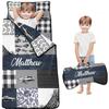 Personalized Toddler Nap Mat with Name  Custom Patchwork Design Sleeping Bag with Pillow & Blanket for Boys  Ideal Slumber Bags for Daycare, Preschool & Kindergarten view 1