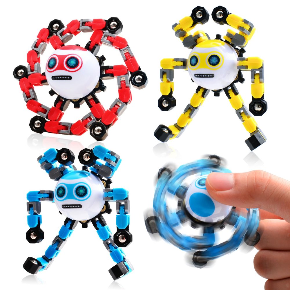 ASIOWELY 3 PCS Transformable Fidget Spinners Toys for Kids and Adults Stress Relief Sensory Toy for Boys Girls Autism Cool Fingertip Gyros for Teens Men Birthdays Valentines Day Gifts for Travel Toys