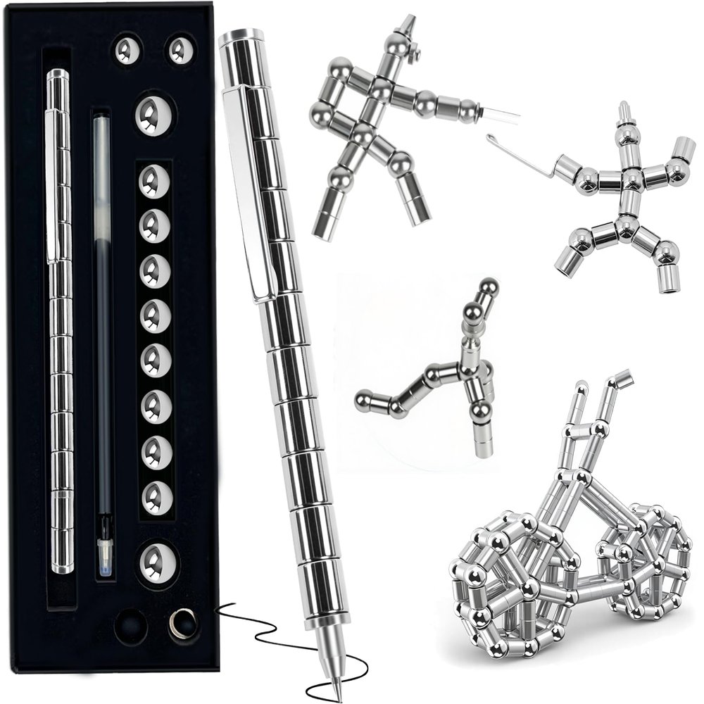 Magnetic Fidget PenCool Fidget ToysGift for Teenage Boys,Figette Toys - Perfect for Stress Relief and Focus - Great Fidget Toy for Adults and Teens - Unique Gift for Boys and Girls (Silvery)