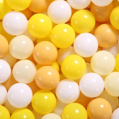 GOGOSO Ball Pit Balls for Toddlers Dogs Baby Boys Girls 2.2Inch Plasticball Toys for Kid Play Tent Birthday Slides Party Decor 500 pcs, Cream Yellow+ Macaron Yellow+ White