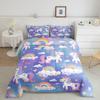 Kawaii Unicorn Comforter Set Toddler Size Cute Rainbow Heart Bedding Set Kids Girls Dreamy Fairy Tale All Season Quilt Set Cartoon Animal Bedding Comforter Sets,2Pcs view 1