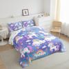 Kawaii Unicorn Comforter Set Toddler Size Cute Rainbow Heart Bedding Set Kids Girls Dreamy Fairy Tale All Season Quilt Set Cartoon Animal Bedding Comforter Sets,2Pcs view 3