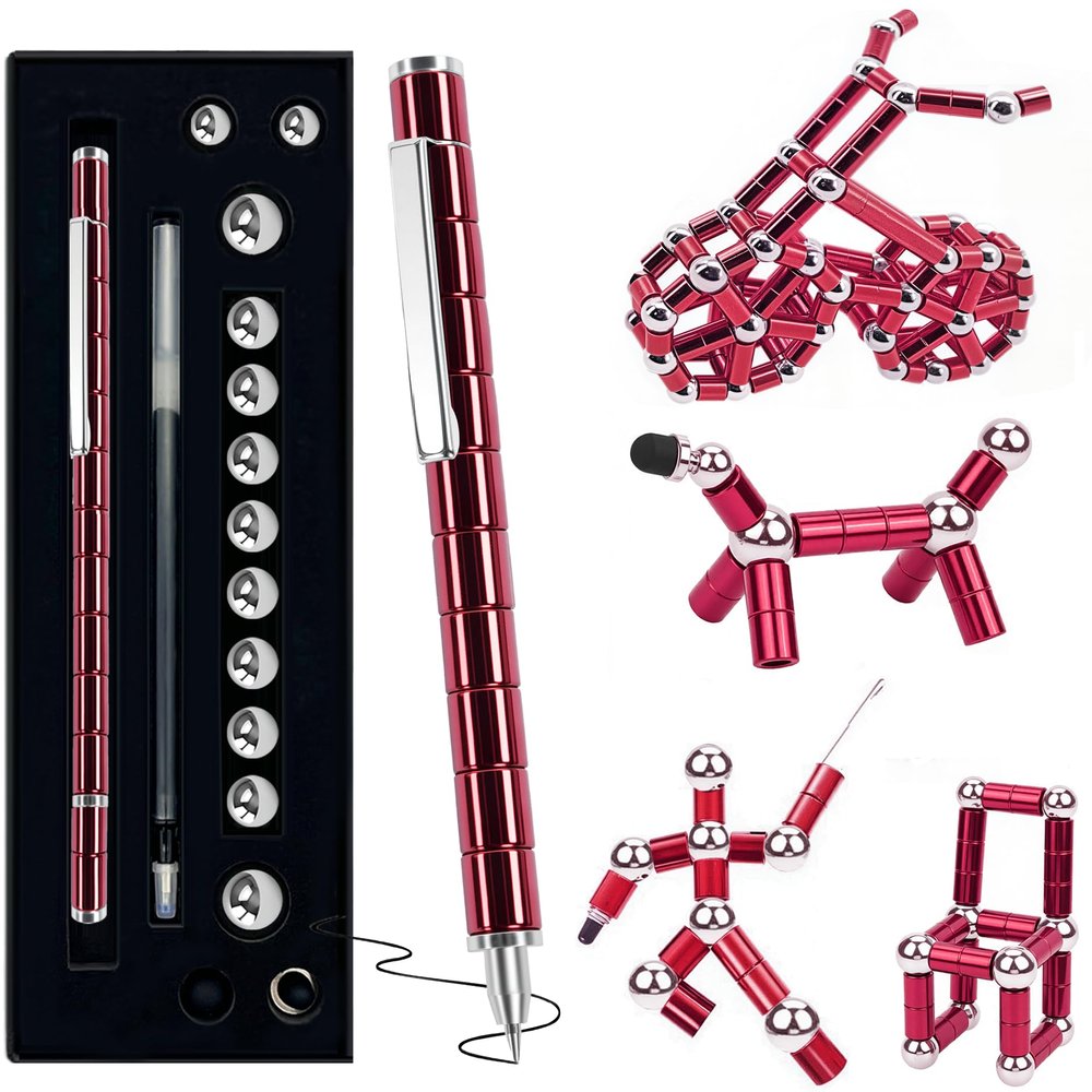 Magnetic Fidget PenCool Fidget ToysGift for Teenage Boys,Figette Toys - Perfect for Stress Relief and Focus - Great Fidget Toy for Adults and Teens - Unique Gift for Boys and Girls (red)