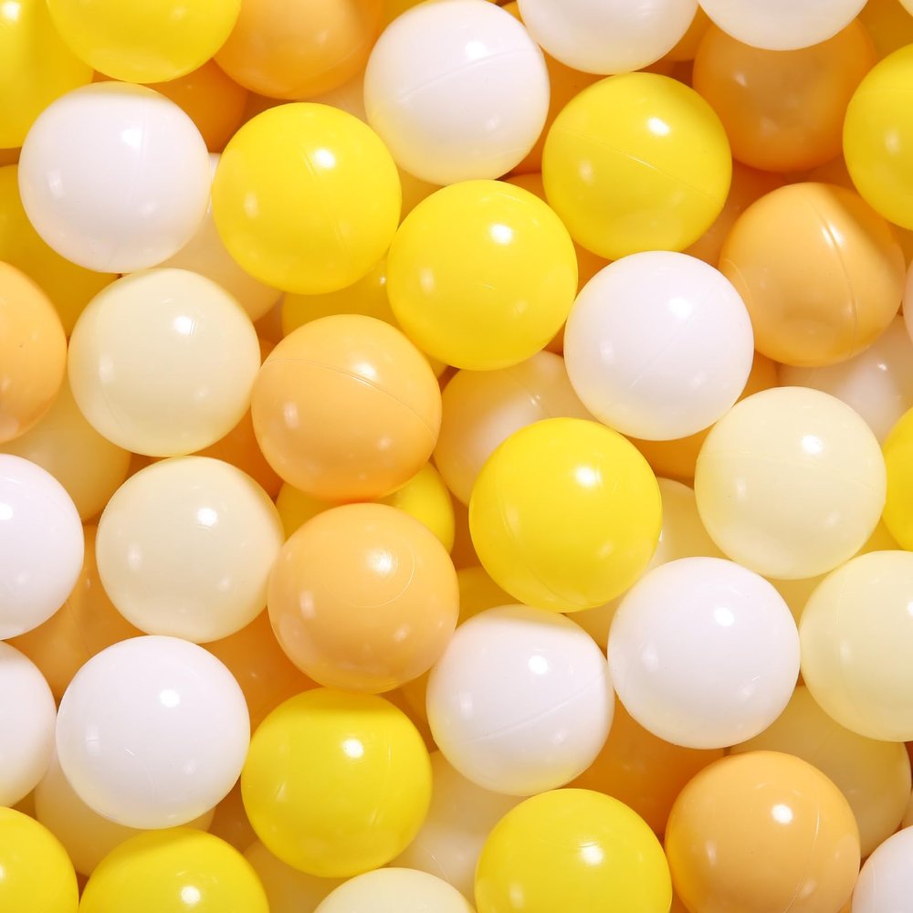 GOGOSO Ball Pit Balls for Toddlers Dogs Baby Boys Girls 2.2Inch Plasticball Toys for Kid Play Tent Birthday Slides Party Decor 170 pcs, Cream Yellow+ Macaron Yellow+ White