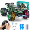 BIFYTON Remote Control Car, 1:18 Rc Cars, All-Terrain RC Truck with LED Light, 20KM/H, Rechargeable, 2WD, 2.4GHz, Sturdy PVC Shell, Remote Control Truck for Boys 4-7 8-12, Beginner (Green) view 1
