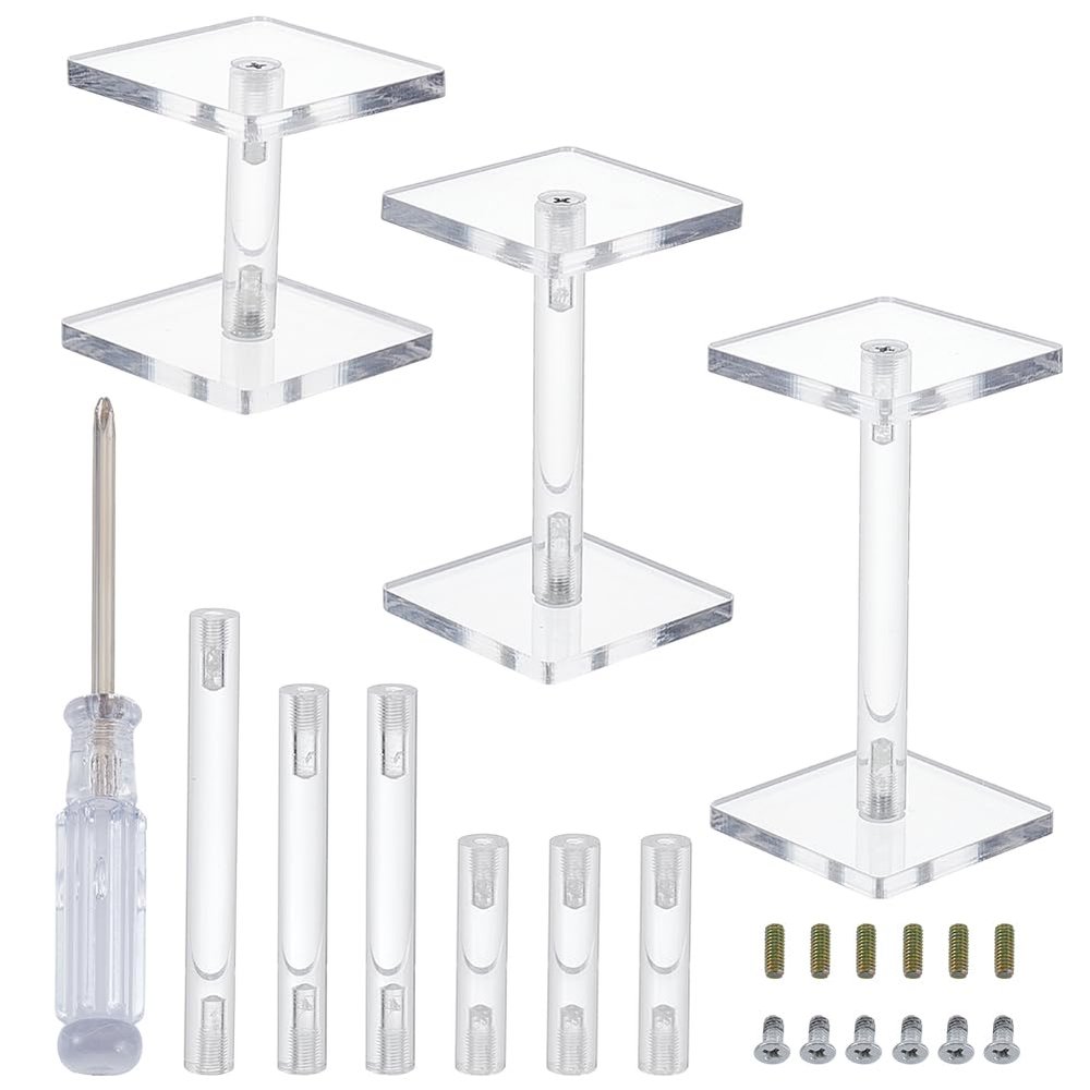 AHANDMAKER 6Pcs Combat Risers for Flying Miniatures 3 Styles Airplane Model Display Holders with Different Heights for Tabletop RPG and Board Games Watch Jewelry Display, Clear