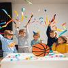 Basketball Piata  Includes Wooden Stick, Blindfold, and Confetti  13"x13"x3"  Perfect for Sports Party Decorations and Basketball Pinatas for Birthday Party view 4