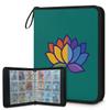 Kuquteed Colorful Lotus Flower Trading Card Binder 4 Pocket 400 Cards Holder Collector Album with 50 Removable Sleeves Toys Gifts for Boys Girls Sea Green Sports Game Cards view 1