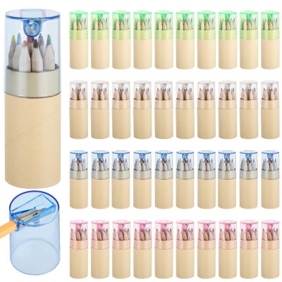40 Sets Mini Colored Pencils, 12 Colorful Pencils in Tube with Sharpener for School & Art Projects