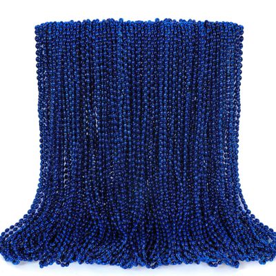 EOBOH 100PCS Blue Bead Necklace, Oval Blue Beads Stuff Accessories, 32" Mardi Gras Beads Necklace Costume, Festival Events Parade Throw for Xmas Mardi Gras Wedding Gender Reveal Party Supplies