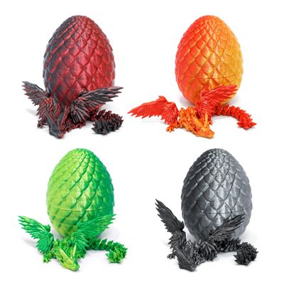 Flavery 4 Pack 3D Printed Dragon Egg - Party Favors, Small Egg with Wings Dragon Inside, 3D Printed Fidget Toys, Classroom Prizes, Surprise Gift for Birthday, Christmas, Home Office Decor
