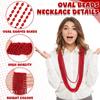 100PCS Red Bead Necklace, Christmas Oval Beads Stuff Party Favors, 32" Red Beaded Necklace Festival Parade Throw Accessories, Mardi Gras Beads Wedding Birthday Valentines Christmas Celebrations Decor view 2