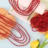 100PCS Red Bead Necklace, Christmas Oval Beads Stuff Party Favors, 32" Red Beaded Necklace Festival Parade Throw Accessories, Mardi Gras Beads Wedding Birthday Valentines Christmas Celebrations Decor view 4