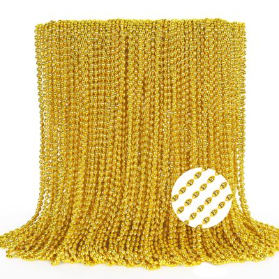 100PCS Mardi Gras Beads, Gold Oval Beaded Necklace Stuff, 32" Mardi Gras Christmas Beaded Necklace Costume Bulk, Festival Parade Throw Accessories for Mardi Gras St Patricks Christmas Celebrations