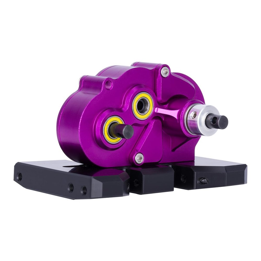 Aluminum Lightweight Gearbox OD-3 Overdrive Transmission for 1/10 RC Crawler Car Axial SCX10 II VS4-10 LCG Chassis Straight Axle (Purple)