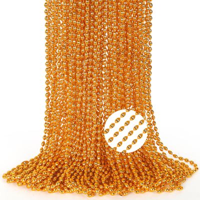 24PCS Orange Bead Necklace, Metallic Oval Orange Mardi Gras Beads, Aesthetic 32" Necklaces Bulk Costume Beaded for Festival Parade Throw Accessories for Halloween Wedding Celebrations Decorations