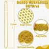 Huskein 120Pcs Gold Mardi Gras Beads Necklaces, 33 Inch Oval Beads Necklaces Gold Accessories, Christmas New Years Eve Party Favors, Mardi Gras Favors New Years Supplies Christmas Decorations view 2