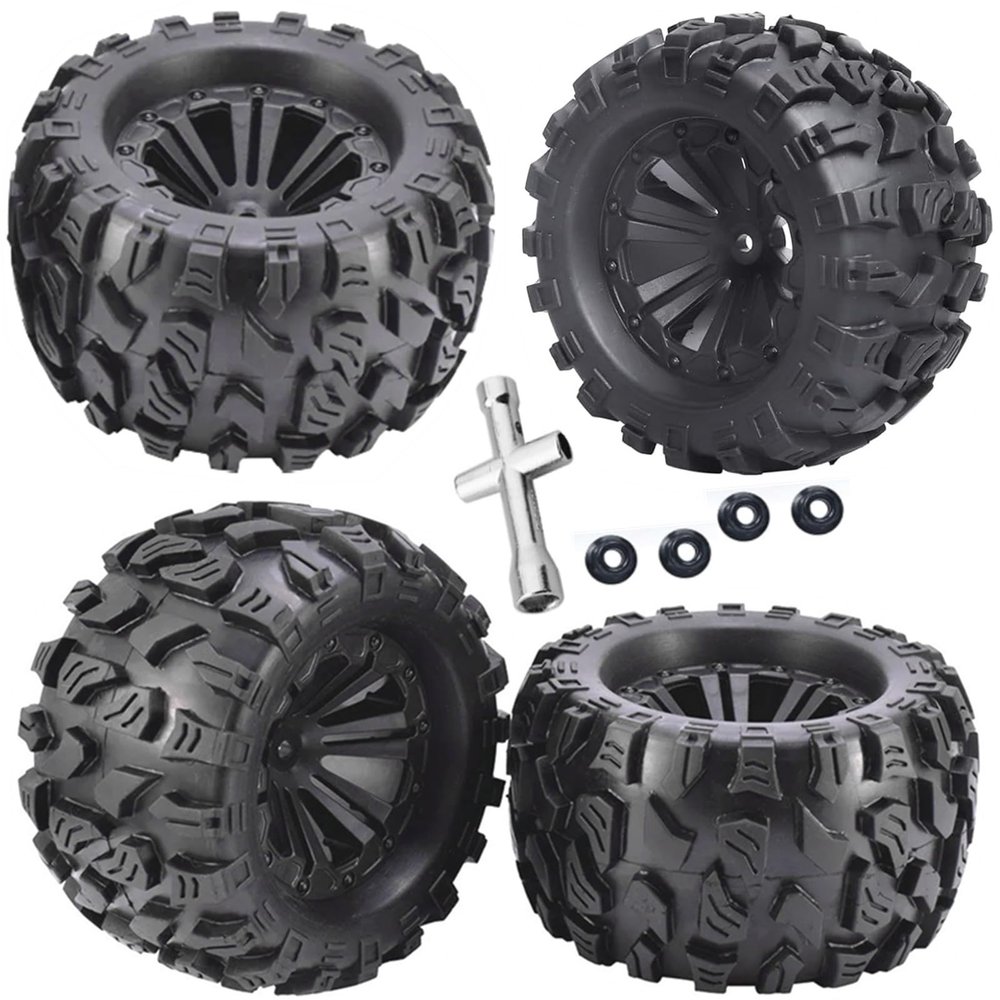 2.8" Preglued RC Truck Tires and Wheels 12mm Hex for 1/10 Rustler Stampede Hoss 2wd 4x4 vxl Tires Wheels Arrma Tires Wheels Redcat Volcano Tires