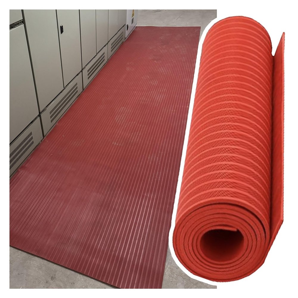 AMUFJJ Electrical Substations Rubber Mats for Floor, Flexible Insulating Mat Dielectric for Distribution Room, Electrical Safety Insulated Tools(LxWxT 6' x 3 1/5' x 1/4")