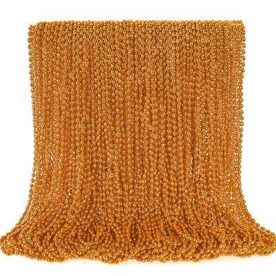 100PCS Bead Necklace, Orange Oval Halloween Beaded Necklace Party Favors, 32" Mardi Gras Bead Necklaces, Festival Parade Orange Throw Accessories for Mardi Gras Halloween Events Celebrations Decor