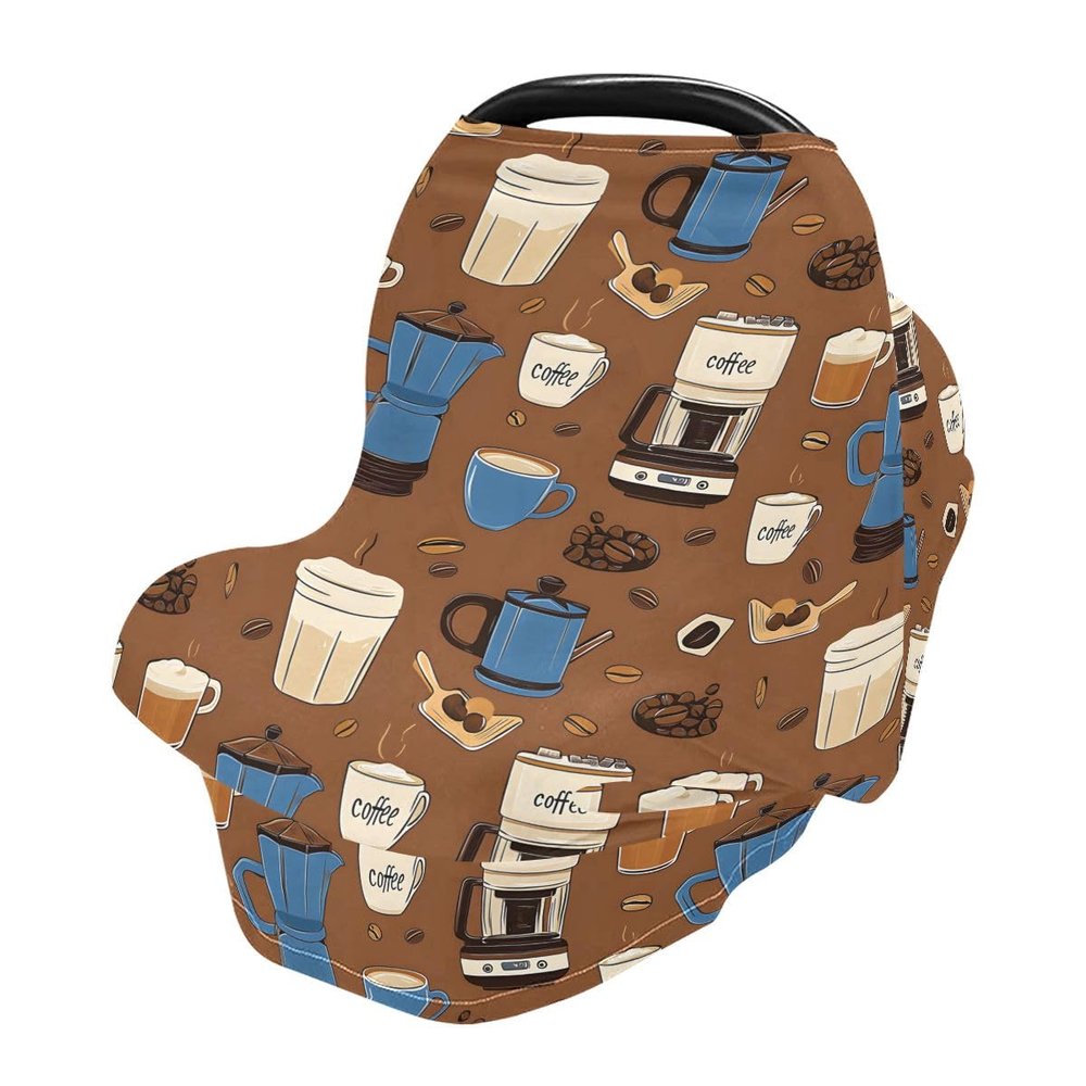 Baby Car Seat Canopy Covers Nursing Cover Stretchy Boys Girls Coffee Time 4 Carrier Cover Breastfeeding Cover Breathable