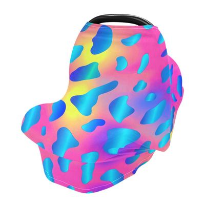 Baby Car Seat Canopy Covers Nursing Cover Stretchy Boys Girls Rainbow Leopard Carrier Cover Breastfeeding Cover Breathable