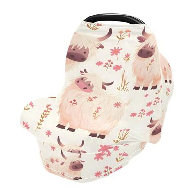Baby Car Seat Canopy Covers Nursing Cover Stretchy Boys Girls Yak Bison Cute Carrier Cover Breastfeeding Cover Breathable