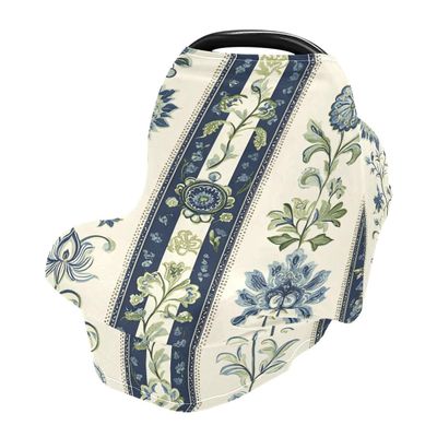 Baby Car Seat Canopy Covers Nursing Cover Stretchy Boys Girls Indian Flower Stripe Carrier Cover Breastfeeding Cover Breathable