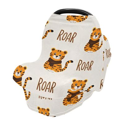 Baby Car Seat Canopy Covers Nursing Cover Stretchy Boys Girls Tiger Cartoon Carrier Cover Breastfeeding Cover Breathable
