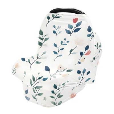 Baby Car Seat Canopy Covers Nursing Cover Stretchy Boys Girls Leaf Carrier Cover Breastfeeding Cover Breathable