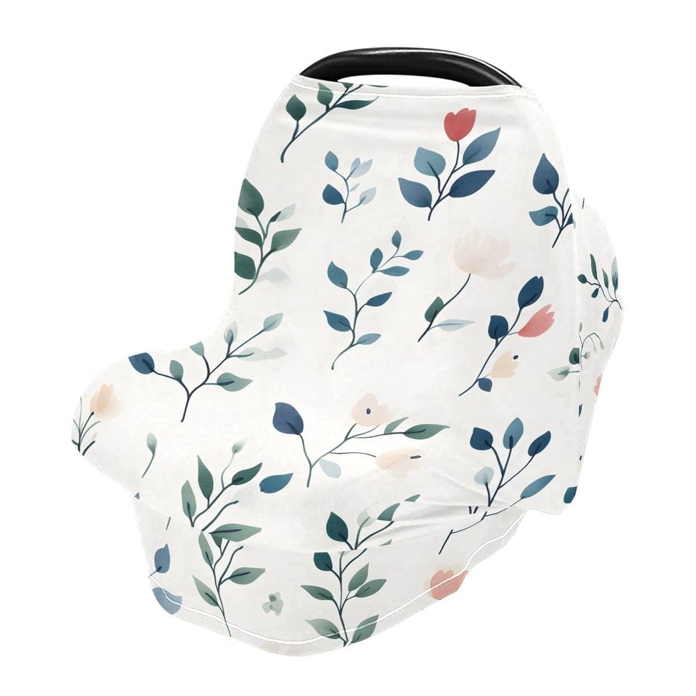 Baby Car Seat Canopy Covers Nursing Cover Stretchy Boys Girls Leaf Carrier Cover Breastfeeding Cover Breathable