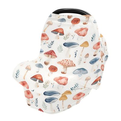Baby Car Seat Canopy Covers Nursing Cover Stretchy Boys Girls Mushrooms Watercolor Carrier Cover Breastfeeding Cover Breathable