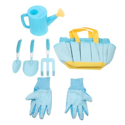 Hemoton Boys and Girls Gardening Tools Set Hand Planting Rake Shovel Watering Can Storage Bag Safe Fun for Boys and Girls