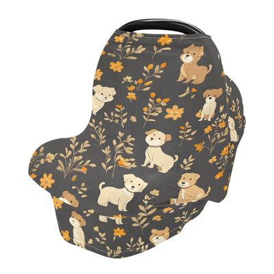 Baby Car Seat Canopy Covers Nursing Cover Stretchy Boys Girls Dog Leaf Carrier Cover Breastfeeding Cover Breathable