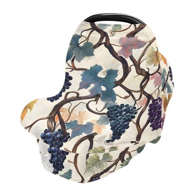 Baby Car Seat Canopy Covers Nursing Cover Stretchy Boys Girls Grape Leaves Carrier Cover Breastfeeding Cover Breathable