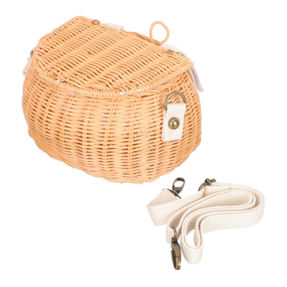 MAGICLULU Kids Rattan Crossbody Bag Mini Woven Storage Basket Handmade Rattan Bag for Children Lightweight and Functional Toy Basket for Biking