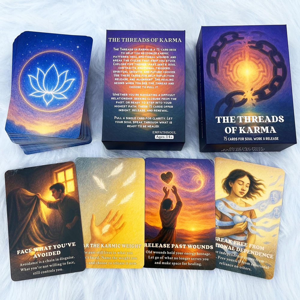 DPEHAKMK Karmic Healing Oracle Cards for Beginners, 75 Shadow Work and Soul Growth Oracle Deck for Releasing Past Wounds, Emotional Healing, Spiritual Awakening and Inner Transformation