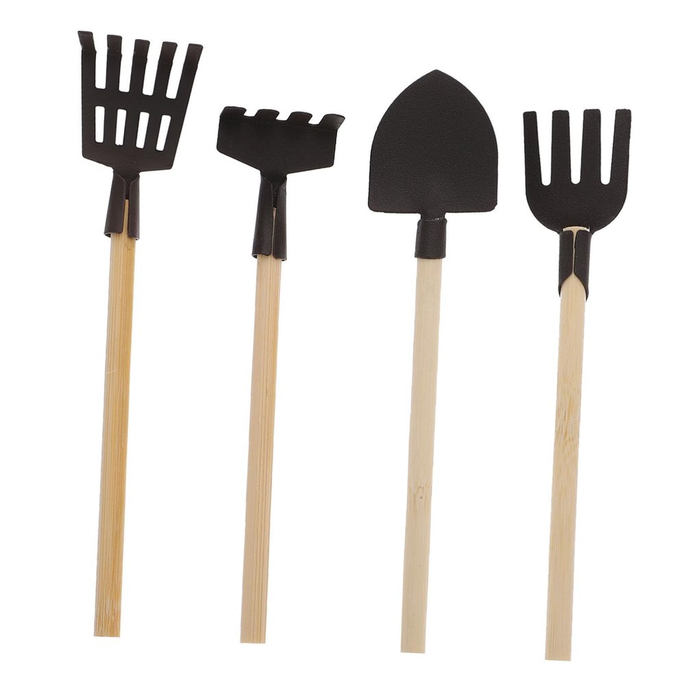 YARNOW 4pcs Mini Gardening Tools for Fun and Engaging Mini Shovels Rakes and Forks for Imaginative Play and Garden Activities and Fairy Garden Decor