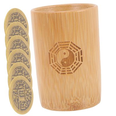 BESPORTBLE 1 Set Chinese Divination Copper Coin with Bucket Fortune Telling Game Accessories for Family Gatherings and Personal Use and Easy to Play