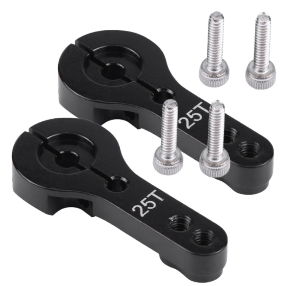 Beufee 2PCS 25T Servo Horn, Servo Horns Metal Steering Arm 25T Teeth Servo Horn RC Clamping Arm RC Accessory