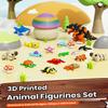 17PCS 3D Printed Animal Figurines Set with Mushroom Container - 16 Unique Articulated Animals, Fidget Toys for Stress Relief, Party Favors, Desk Decor & Gifts for Kids & Adults (17PCS Colour) view 2