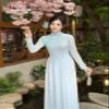 A51 Blue Ao Dai with 3D Floral Embellishments and Crystals No Pants | Traditional Vietnamese Ao Dai | Bridal Ao Dai | Vietnamese Dress For Women | Ao Dai Tet (XL) view 2