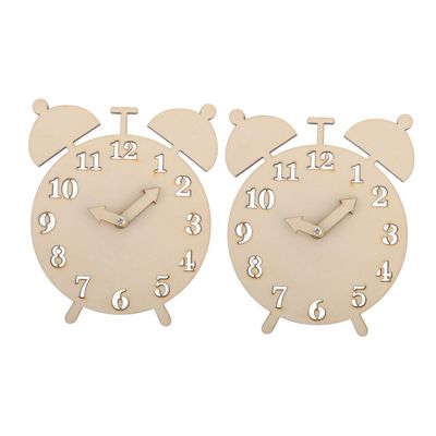 LALAFINA 2sets Educational Wooden Toy Clock Montessori Learning Clock Kit Boys and Girls Math for Early Learning Toy for Toddlers of Wooden Alarm Accessories