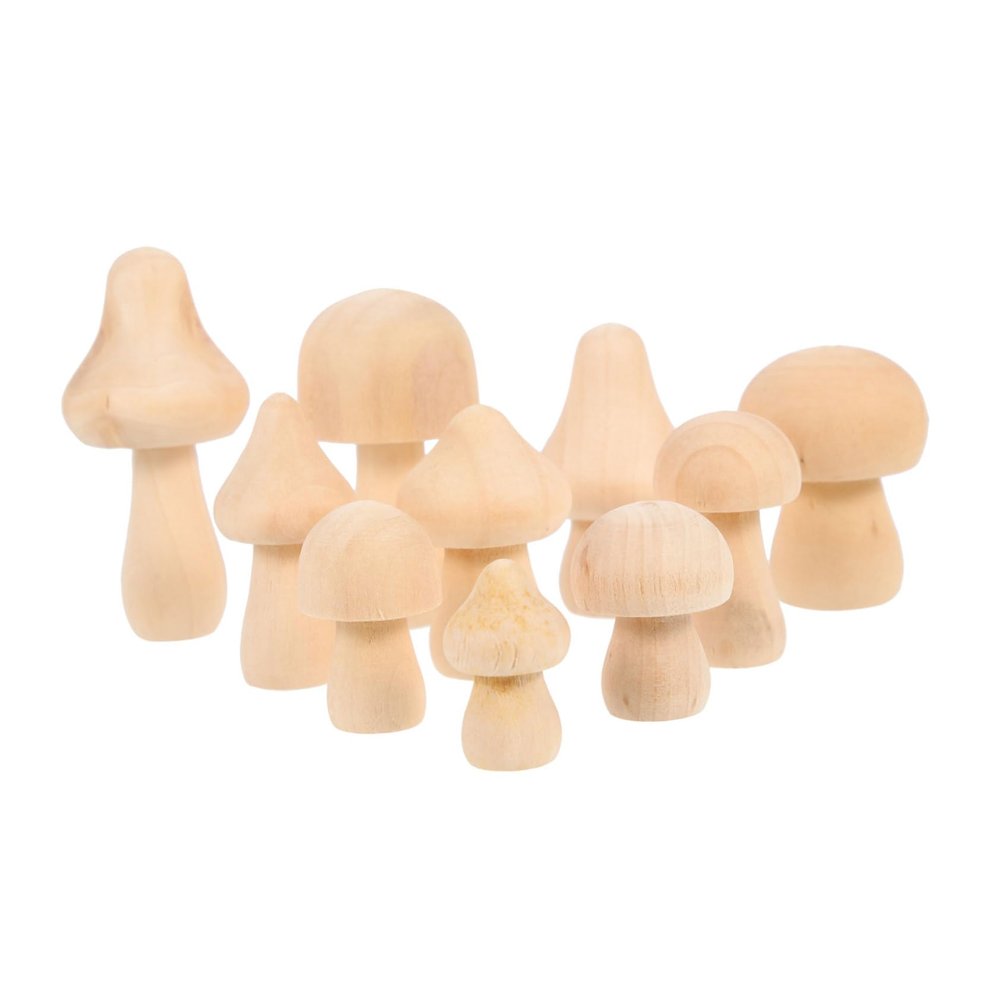 Angoily 10Pcs Unfinished Wooden Mushroom Models for Boys and Girls Painting DIY Craft Decor for Home and Garden for Preschool Learning and Miniature Scenes